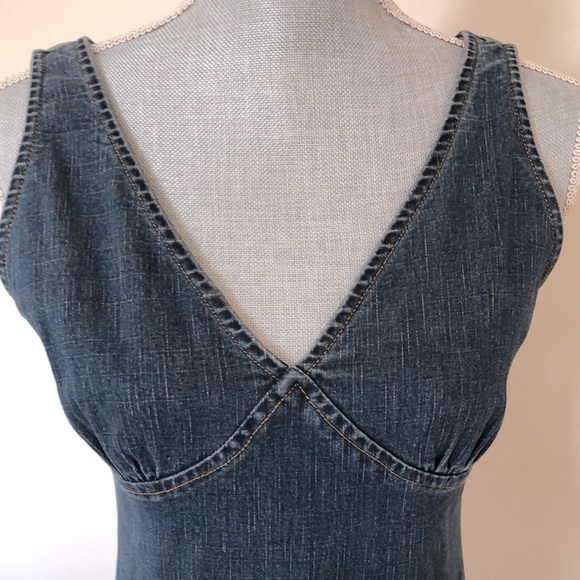 Dynamite slim fit jean dress with ruffle skirt. - Picture 5 of 6